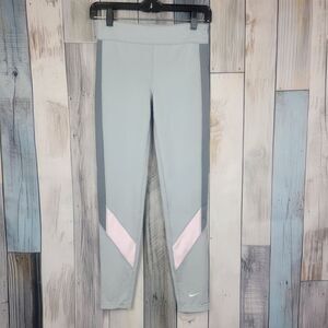Nike Girls Dri Fit Gray Pink Leggings Size XL